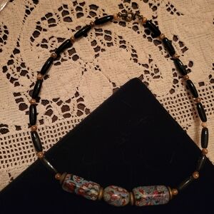 Black and Multicolor Beaded Necklace
